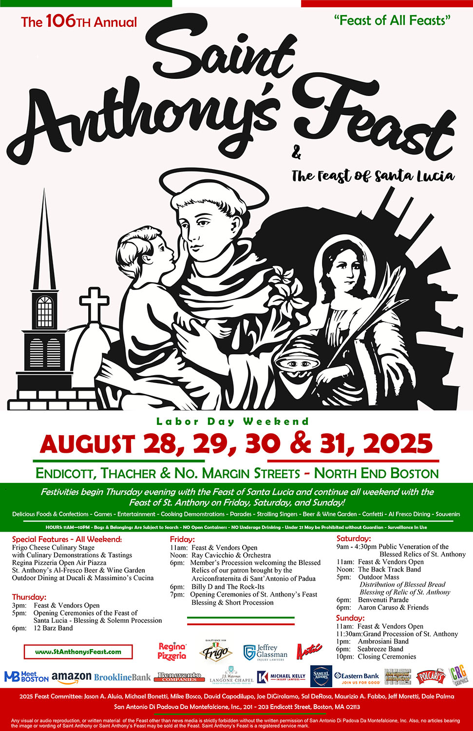 Saint Anthony's Feast Schedule Poster